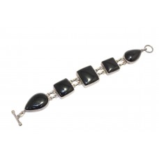 Bracelet Silver Sterling 925 Jewelry Black Onyx Gem Stones Women's Handmade A983